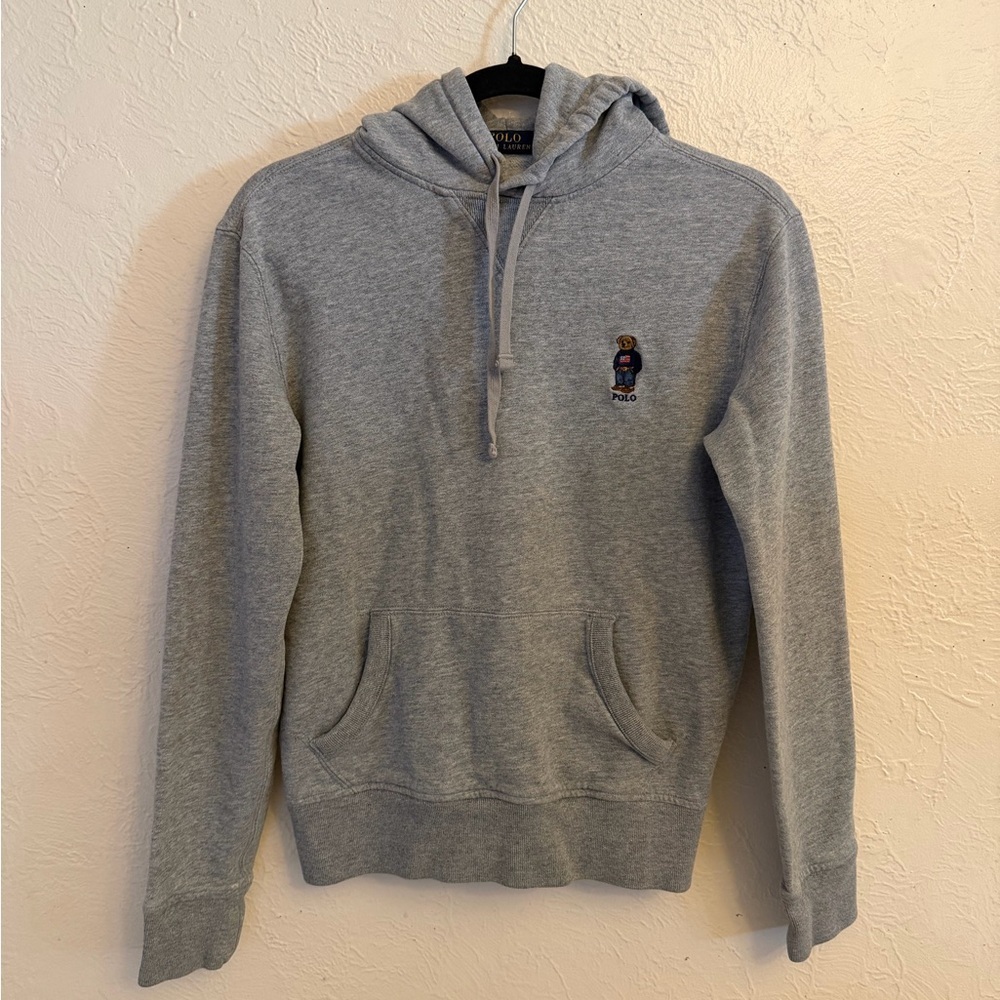 Polo by Ralph Lauren Gray Hooded Sweatshirt with Navy & Yellow Label